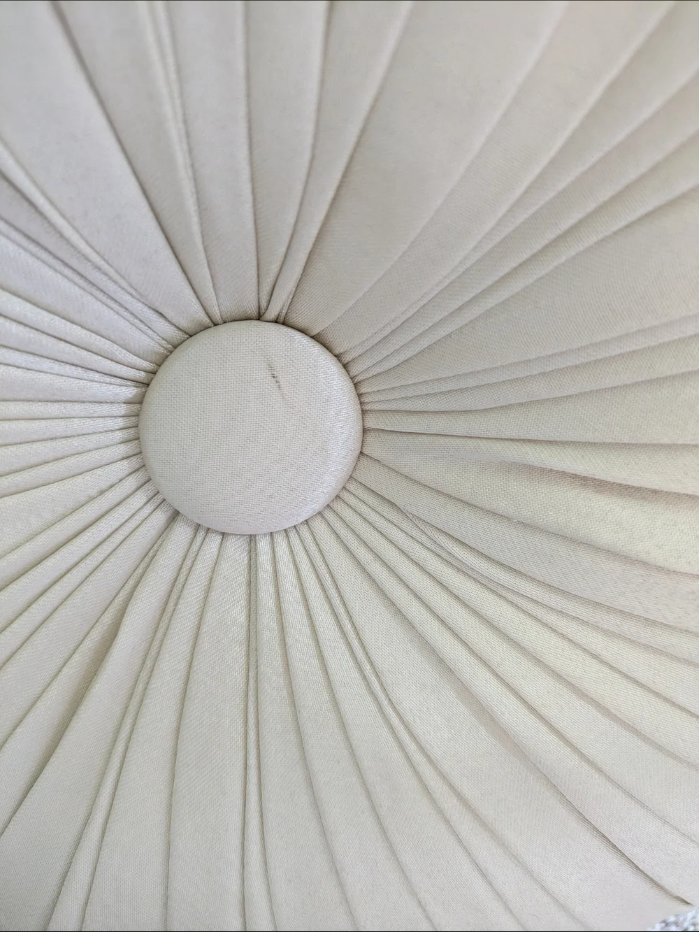 Elegant Round Pleated Decorative Pillow in Cream